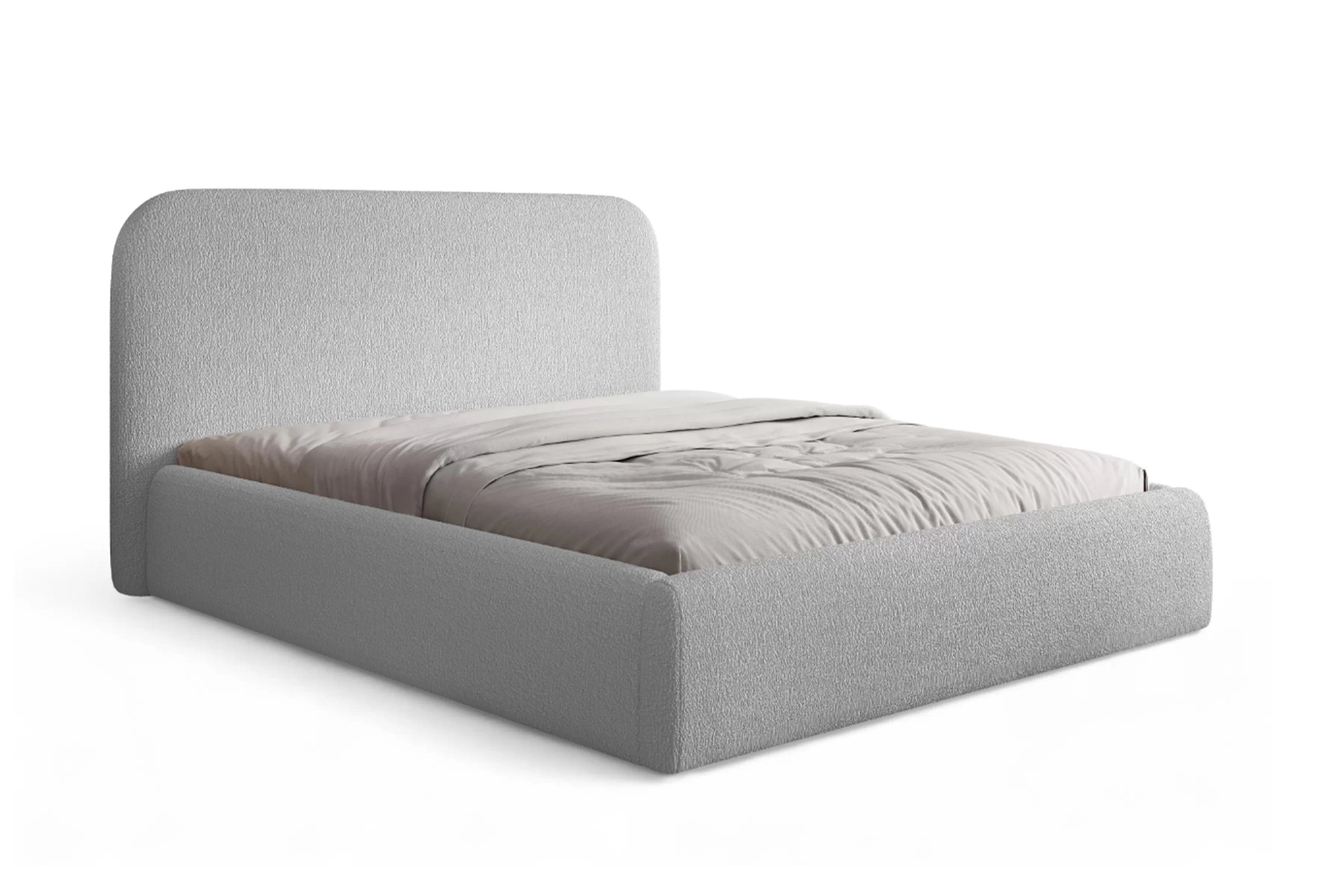 Manželská posteľ Rasel 160x200 s úložným priestorom - sivé buklé Quelle 83 Posteľ čalúnená Rasel 160x200 S vnútorným úložným priestorom- šedá bukla Quelle 83