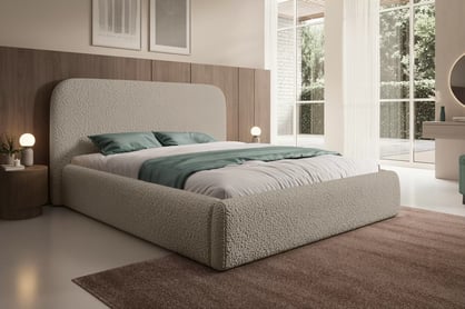 Čalouněná postel Rasel 180x200 s úložným prostorem - tmavě béžová bouclé Quelle 05 Postel čalouněné Rasel 180x200 s úložným prostorem- béžová bukla Quelle 05