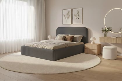 Čalúnená posteľ Rasel 180x200 s úložným priestorom - tmavosivá buklé Quelle 92 Posteľ čalúnená Rasel 180x200 S vnútorným úložným priestorom- Tmavý šedý bukla Quelle 92