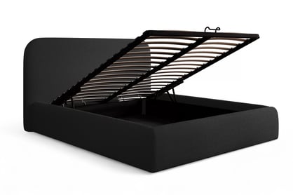 Čalúnená posteľ Rasel 180x200 s úložným priestorom - čierna bouclé Quelle 100 Posteľ čalúnená Rasel 180x200 S vnútorným úložným priestorom- Čierna bukla Quelle 100