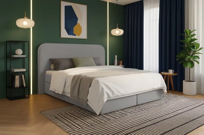 Čalúnená posteľ Rasel 180x200 s úložným priestorom - sivá buklé Quelle 83 Posteľ čalúnená Rasel 180x200 S vnútorným úložným priestorom- šedá bukla Quelle 83