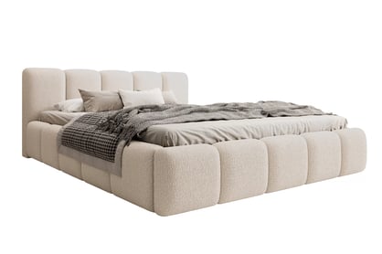 Čalúnená posteľ Tesia 160x200 s úložným priestorom - béžová bukla Quelle 03