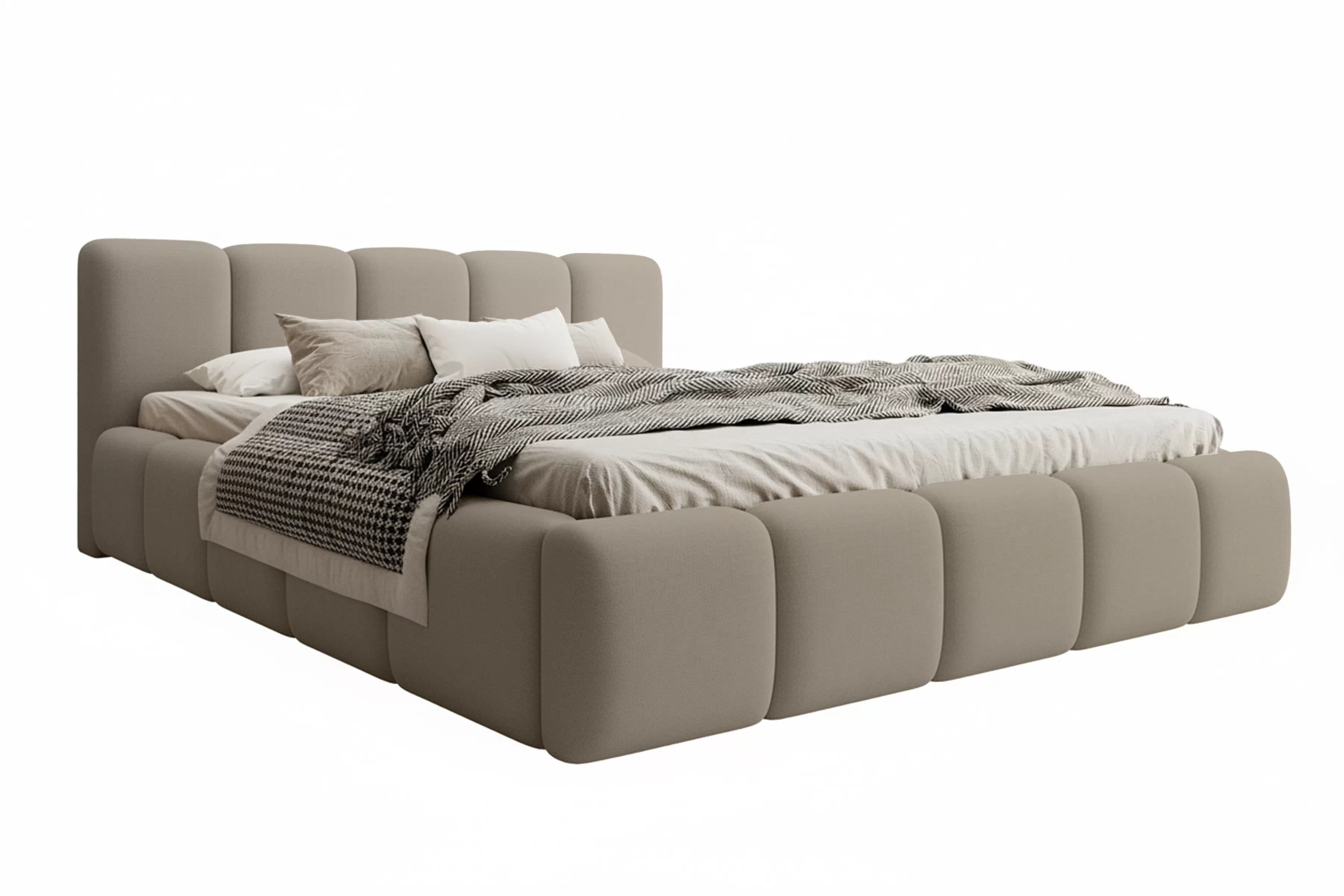 Čalúnená posteľ Tesia 160x200 s úložným priestorom - béžový zamat Castel 15 Posteľ čalúnená Tesia 160x200 S vnútorným úložným priestorom- béžový velúr Castel 15