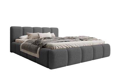 Čalúnená manželská posteľ Tesia 160x200 s úložným priestorom - tmavosivé buklé Quelle 92