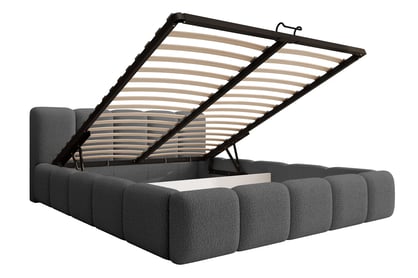 Čalouněná postel Tesia 160x200 s úložným prostorem - tmavě šedá bouclé Quelle 92 Postel čalouněné Tesia 160x200 s úložným prostorem- tmavě šedá bukla Quelle 92