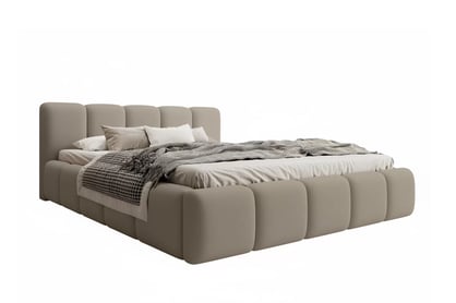 Čalúnená manželská posteľ Tesia 180x200 s úložným priestorom - béžový zamat Castel 15