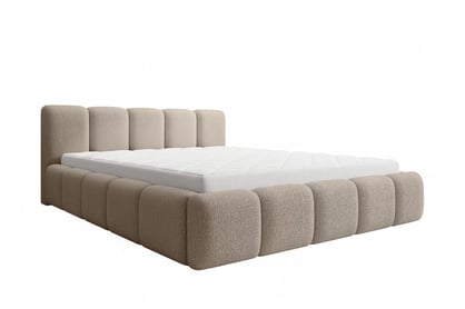 Čalúnená manželská posteľ Tesia 180x200 s úložným priestorom - tmavobéžové buklé Quelle 05
