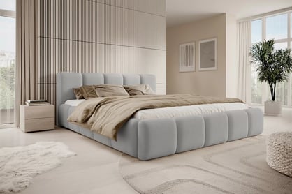 Čalouněná postel Tesia 180x200 s úložným prostorem - šedý samet Castel 80 Postel čalouněné Tesia 180x200 s úložným prostorem- šedá samet Castel 80