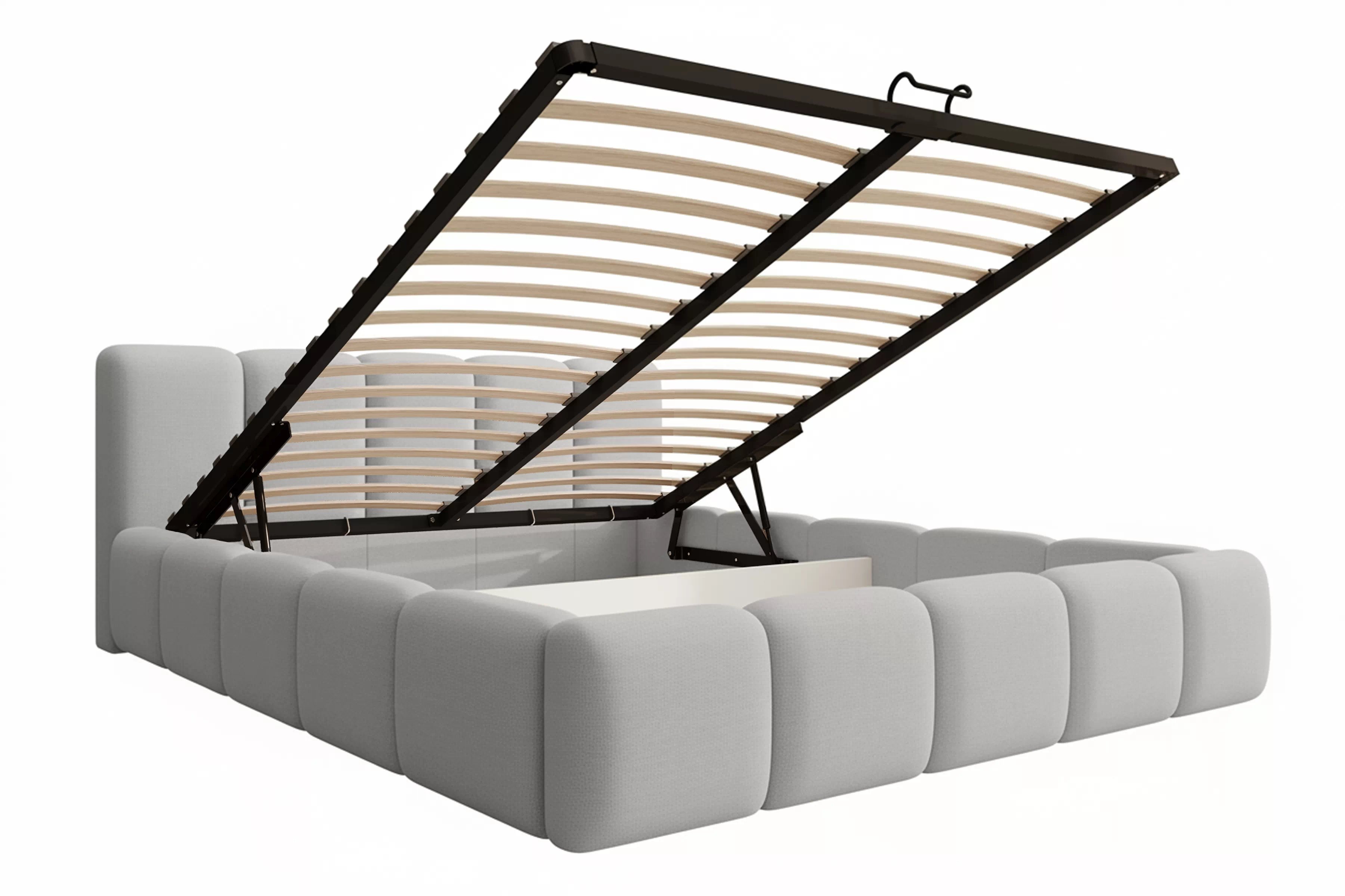 Čalouněná postel Tesia 180x200 s úložným prostorem - šedý samet Castel 80 Postel čalouněné Tesia 180x200 s úložným prostorem- šedá samet Castel 80