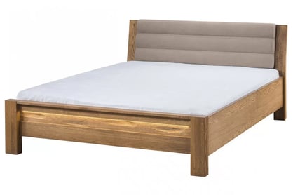 Čalouněná manželská postel Velvet 76 - 160x200 - latte / dub rustikal