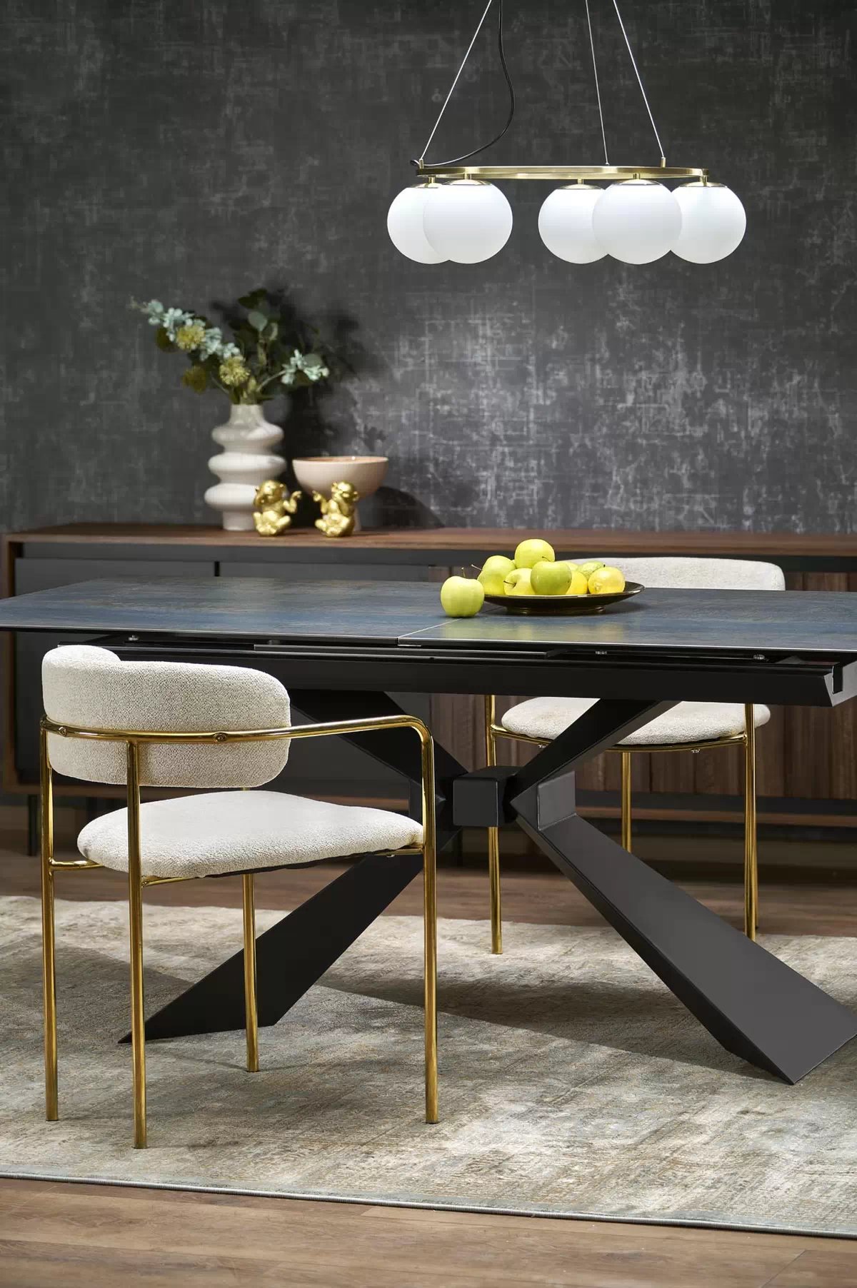 Rozkládací stůl Luciano 180x230x90 cm - modrý mramor / černá luciano Stůl rozkládací