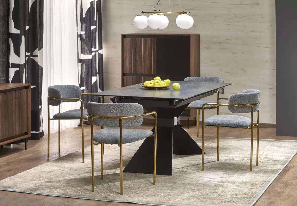 Rozkládací stůl Luciano 180x230x90 cm - modrý mramor / černá luciano Stůl rozkládací