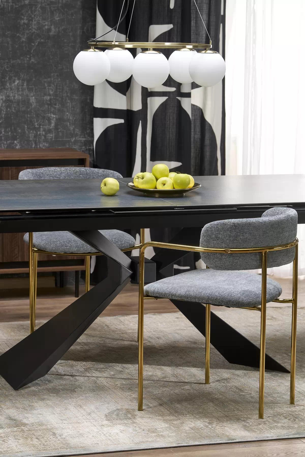 Rozkládací stůl Luciano 180x230x90 cm - modrý mramor / černá luciano Stůl rozkládací