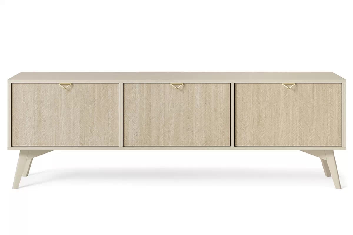 TV stolek Lumira 158 cm - pískový / rybí kost skandi Skříňka RTV Lumira 158 cm - Pískový / jodelka skandi - fronty
