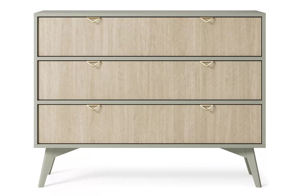 Komoda s tromi zásuvkami Lumira 106 cm - eukalyptus / jedľa skandi Komoda s tromi zásuvkami Lumira 106 cm - eukaliptus / jodelka skandi - Predná časť