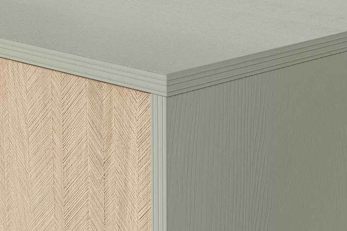 Noční stolek Lumira se zásuvkou a výklenkem - eukalyptus Noční stolek z szuflada i wneka Lumira - eukaliptus / jodelka skandi - solidne Provedení