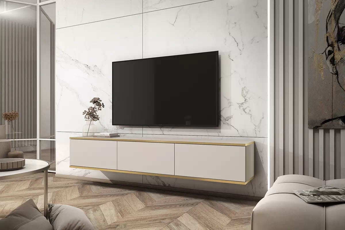 Závěsný TV stolek Lurona 175 cm - béžová závěsná Skříňka RTV Lurona 175 cm - béžový - aranzacja