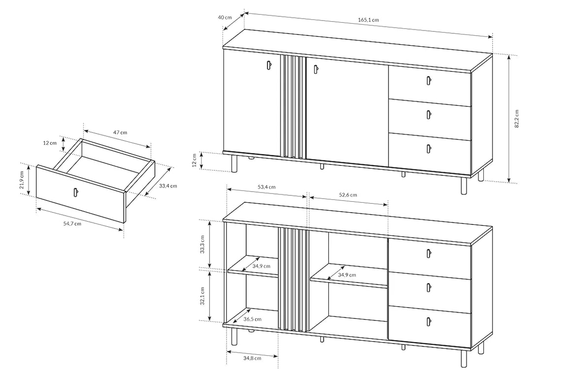 Komoda Medin so zásuvkami 165 cm - Dub artisan / Antracitová dvojdverová Komoda Medin so zásuvkami 165 cm - Dub artisan / Antracytová 