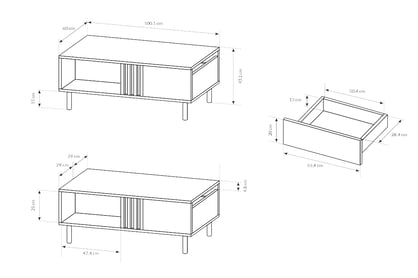 Konferenčný stolík Medin s otvorenou policou 100 cm - dub artisan / antracitová Stôlík kawowy Medin s výklenkom 100 cm - Béžová / Dub viking 