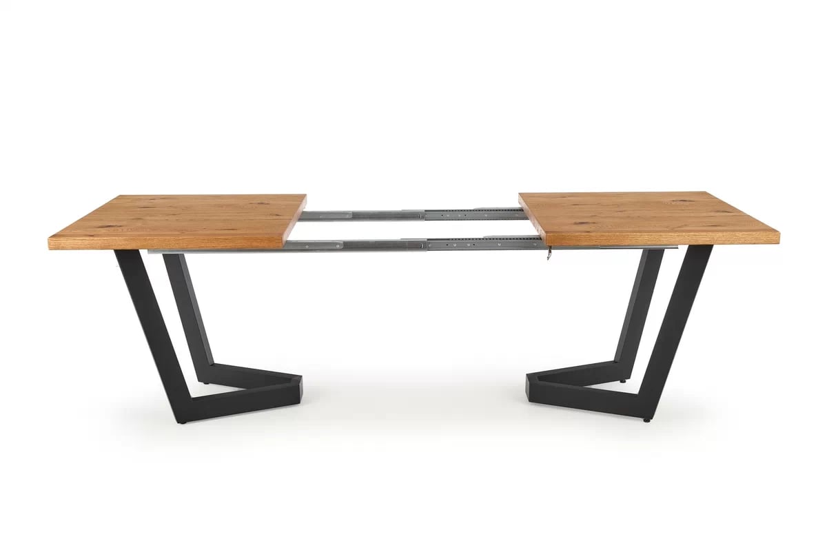 Rozkládací jídelní stůl Salvio 160-250x90 cm dřevěný - světlý dub / černá massive stůl rozkládací - Světlý dub/Černý