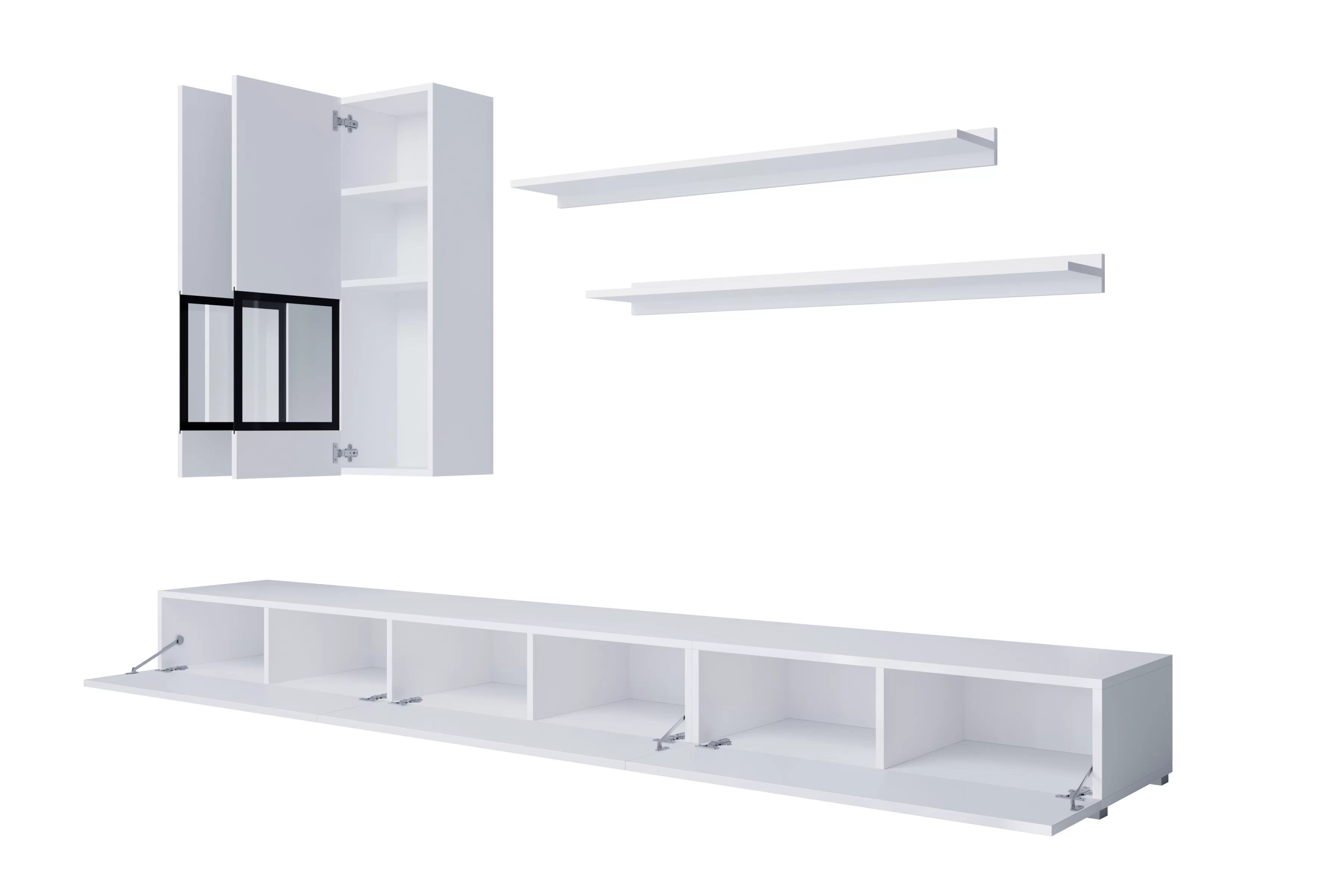 Obývací stěna pro obývacího pokoje Baros 270 cm - bílý lesk Obývací stěna pro obývacího pokoje Baros 10 - bílý lesk