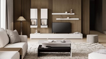 Mobilier perete de living Baros 10 alb lucios Mebloscianka pentru camera de zi Baros 10 - bialy luciu