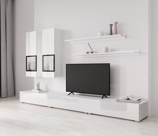 Mobilier perete de living Baros 10 alb lucios Mebloscianka pentru camera de zi Baros 10 - bialy luciu