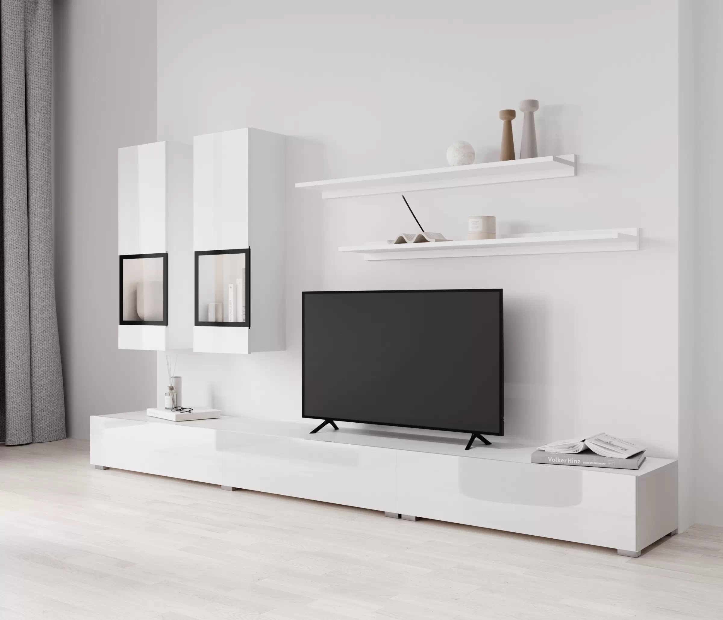 Obývací stěna pro obývacího pokoje Baros 270 cm - bílý lesk Obývací stěna pro obývacího pokoje Baros 10 - bílý lesk