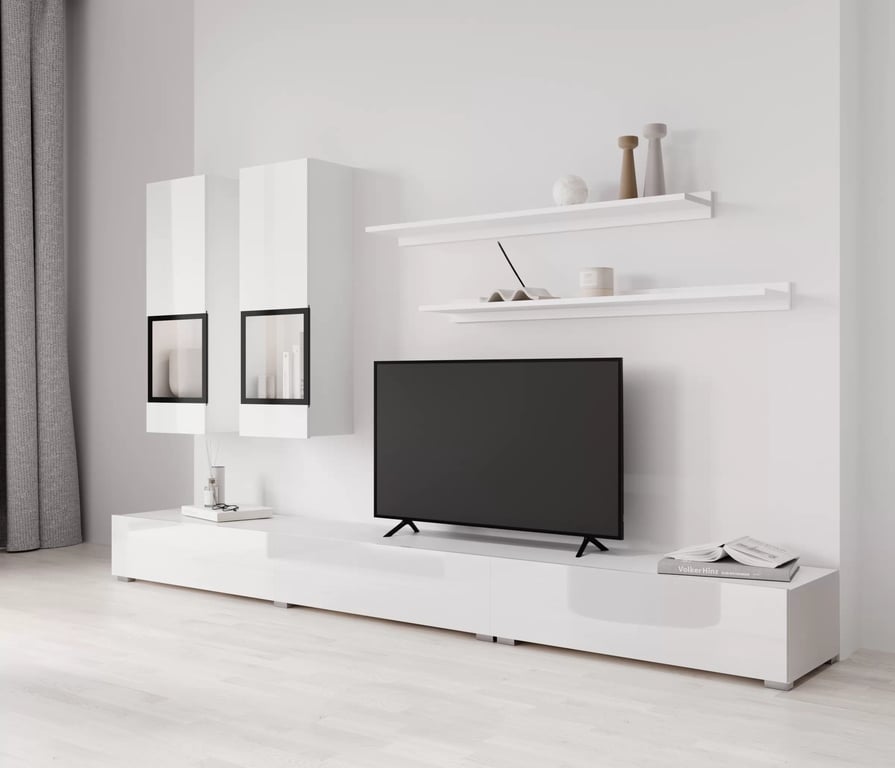 Mobilier perete de living Baros 10 alb lucios Mebloscianka pentru camera de zi Baros 10 - bialy luciu