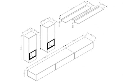 Obývacia stena Baros 10 - schiefer Obývacia stena do obývacej izby Baros 10 - tmavý beton / schiefer