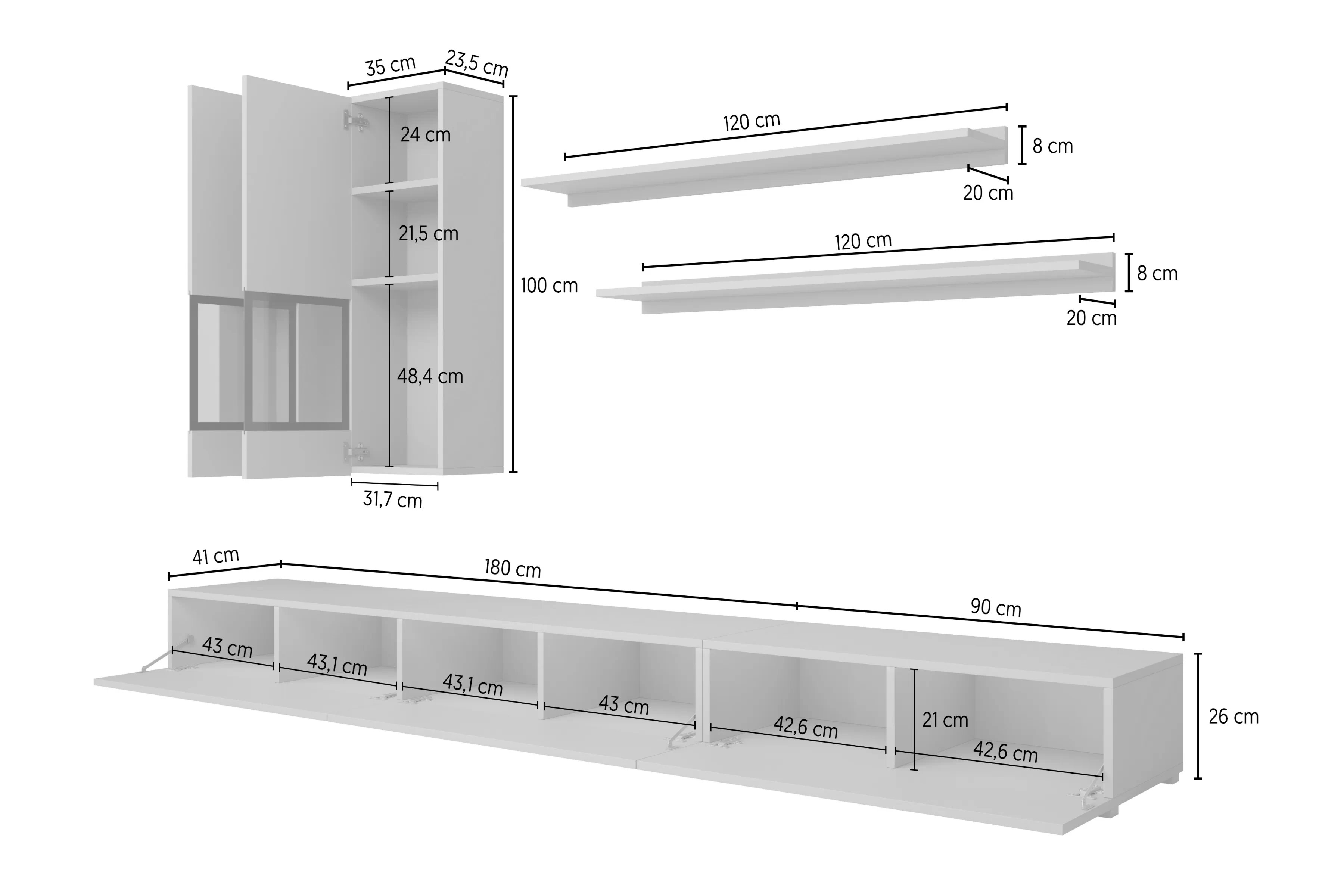 Obývacia stena Baros 10 - dub artisan / čierny mat Obývacia stena do obývacej izby Baros 10 - Dub artisan / Čierny mat
