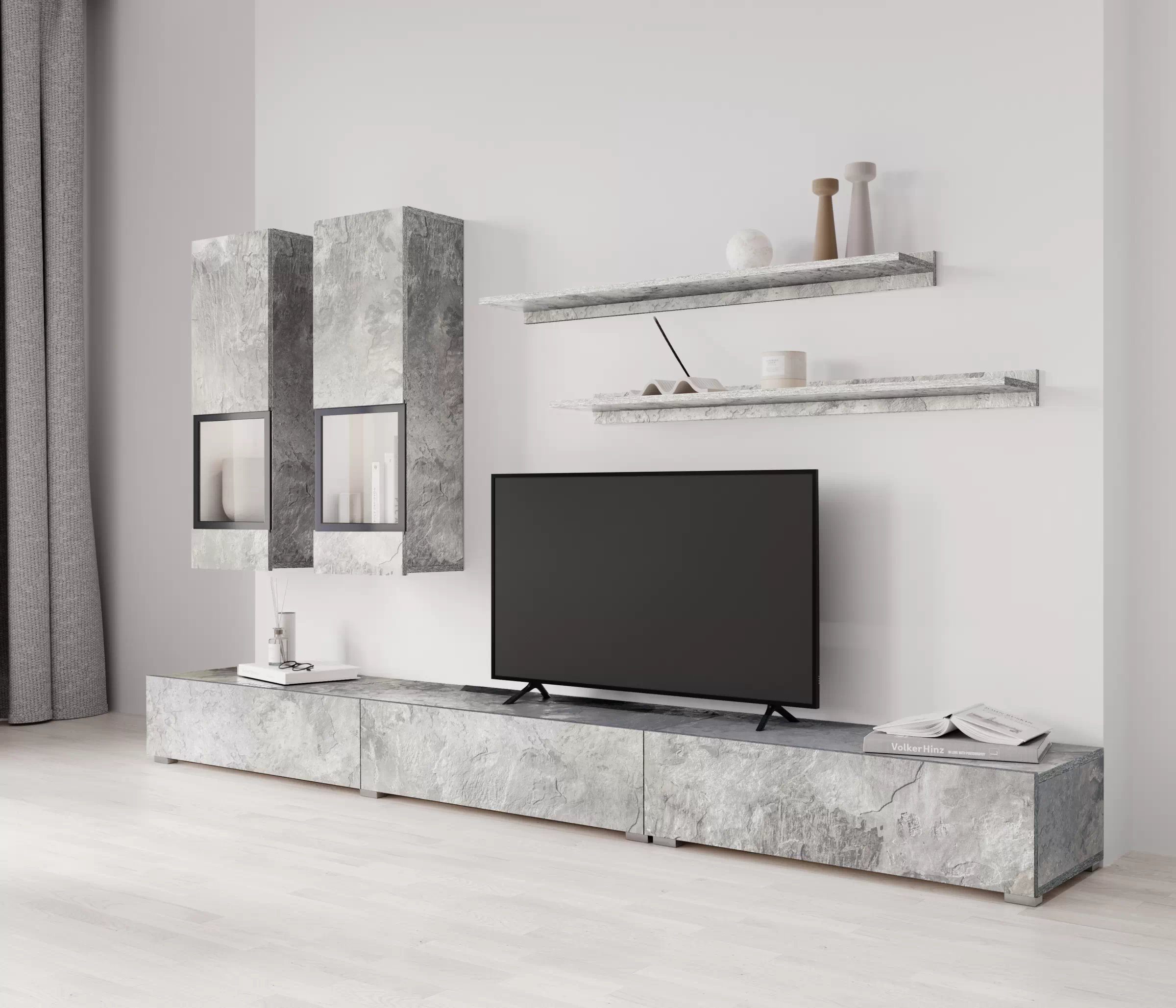 Obývací stěna Baros 10 - světlý beton Obývací stěna pro obývacího pokoje Baros 10 - světlý beton