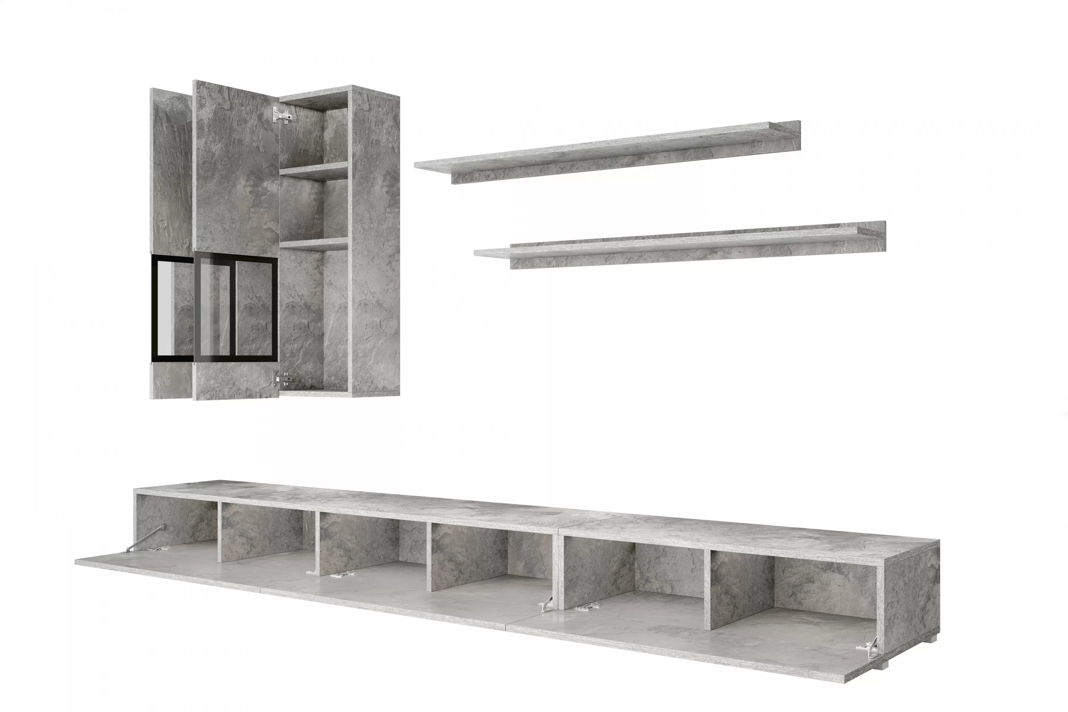 Obývací stěna Baros 10 - světlý beton Obývací stěna pro obývacího pokoje Baros 10 - světlý beton