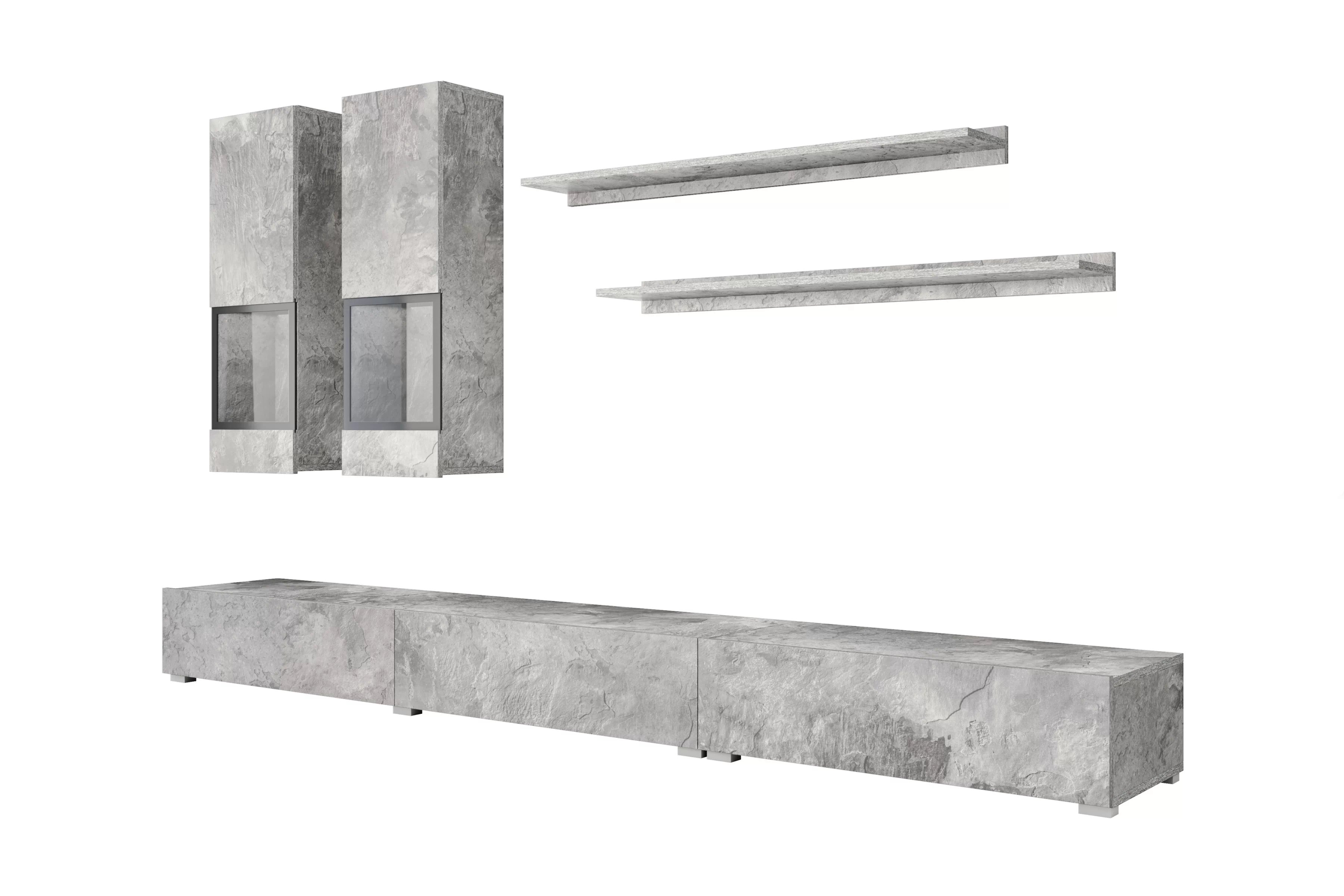 Obývací stěna Baros 10 - světlý beton Obývací stěna pro obývacího pokoje Baros 10 - světlý beton