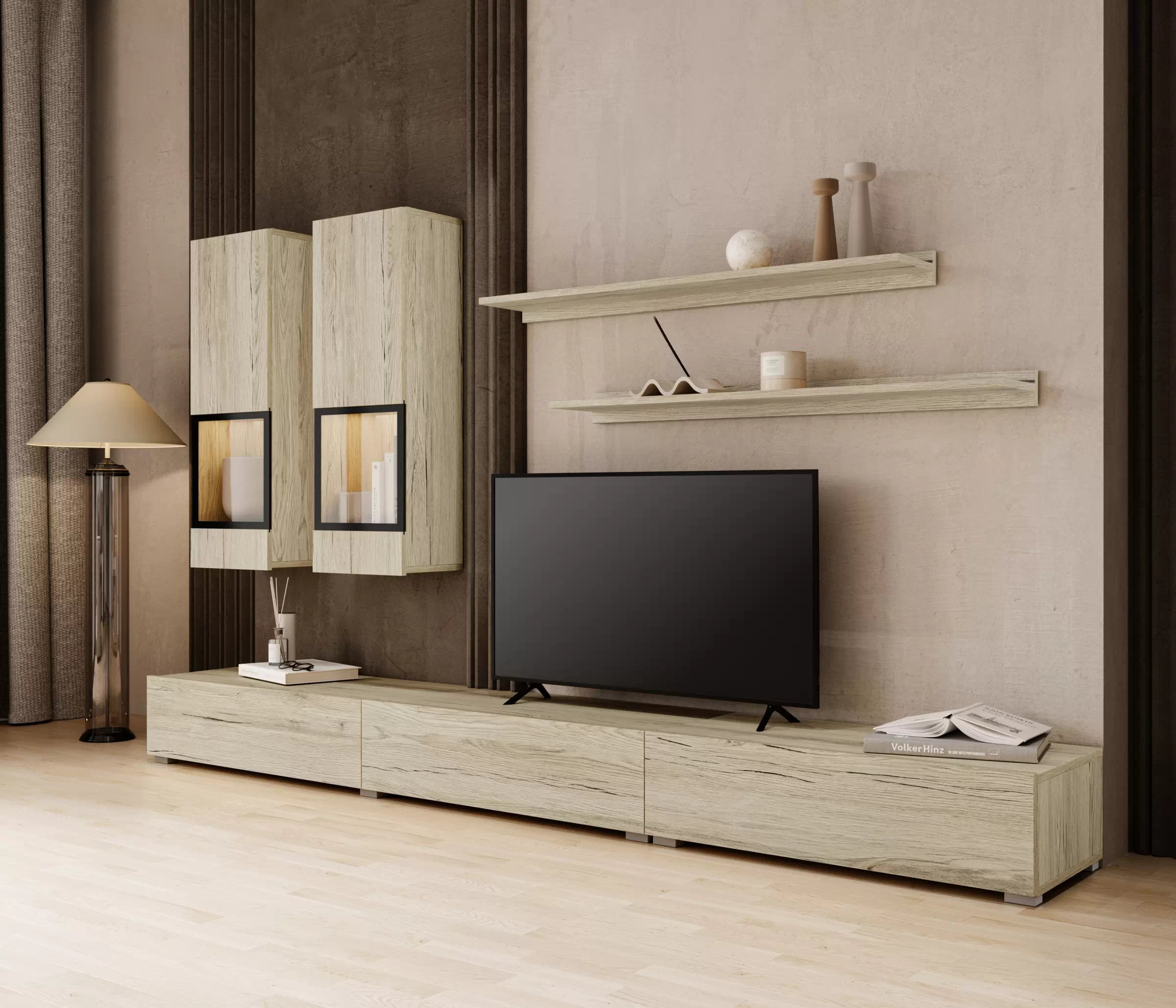 Obývací stěna pro obývacího pokoje Baros 270 cm - světlý san remo Obývací stěna pro obývacího pokoje Baros 10 - světlý san remo