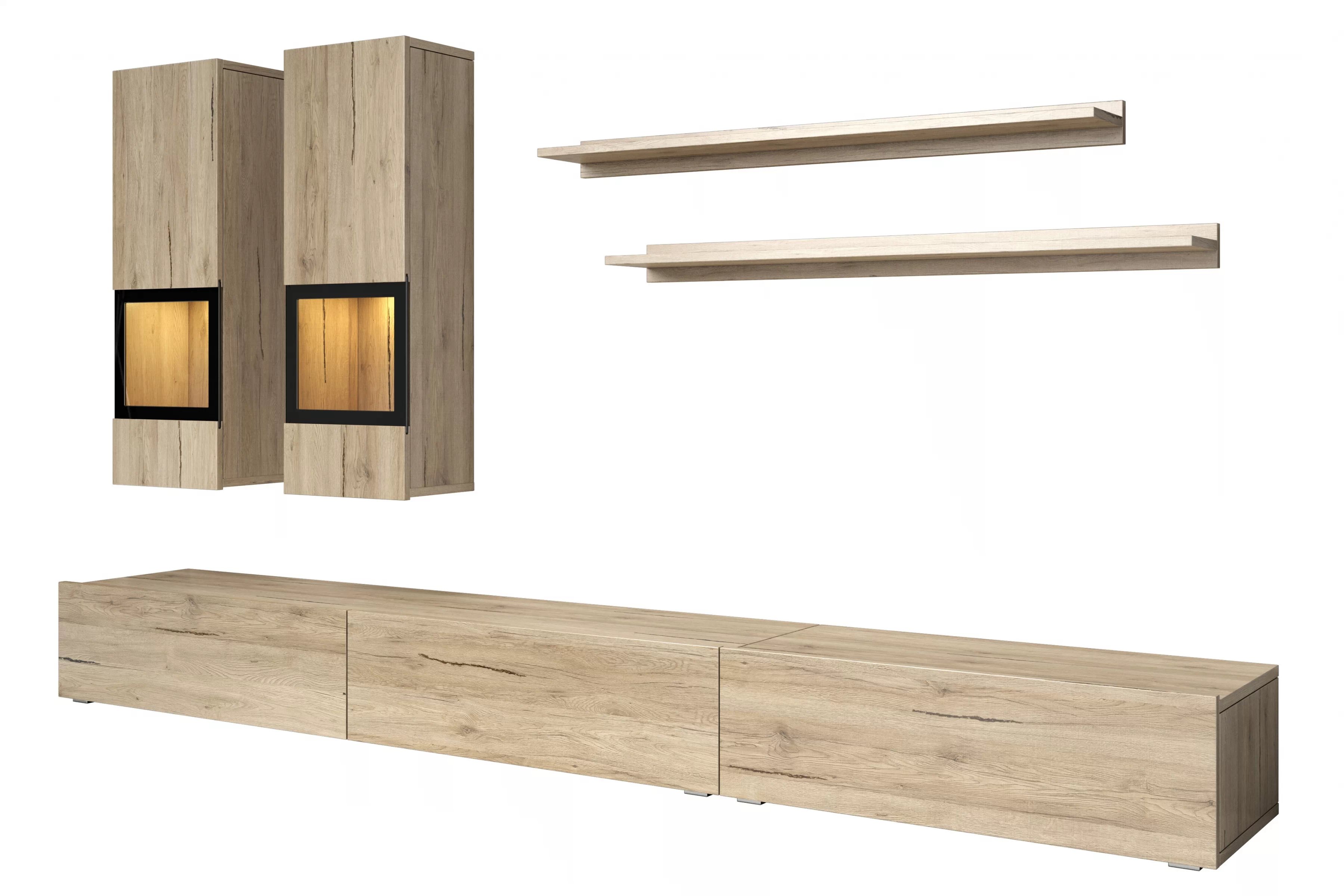Obývací stěna pro obývacího pokoje Baros 270 cm - světlý san remo Obývací stěna pro obývacího pokoje Baros 10 - světlý san remo
