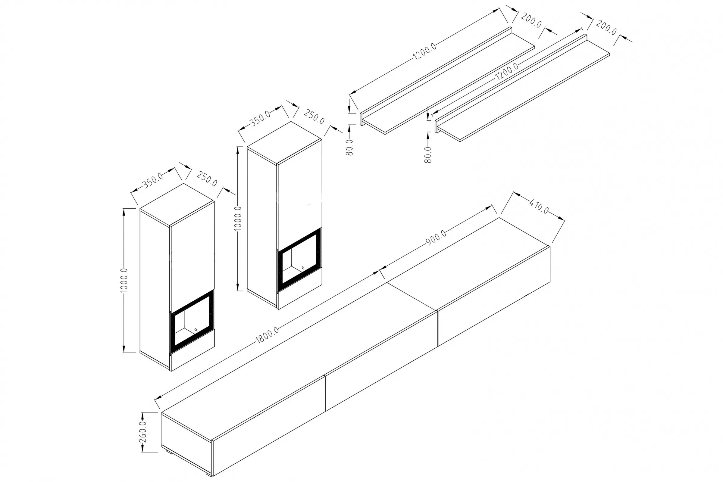 Obývací stěna pro obývacího pokoje Baros 270 cm - světlý san remo Obývací stěna pro obývacího pokoje Baros 10 - světlý san remo