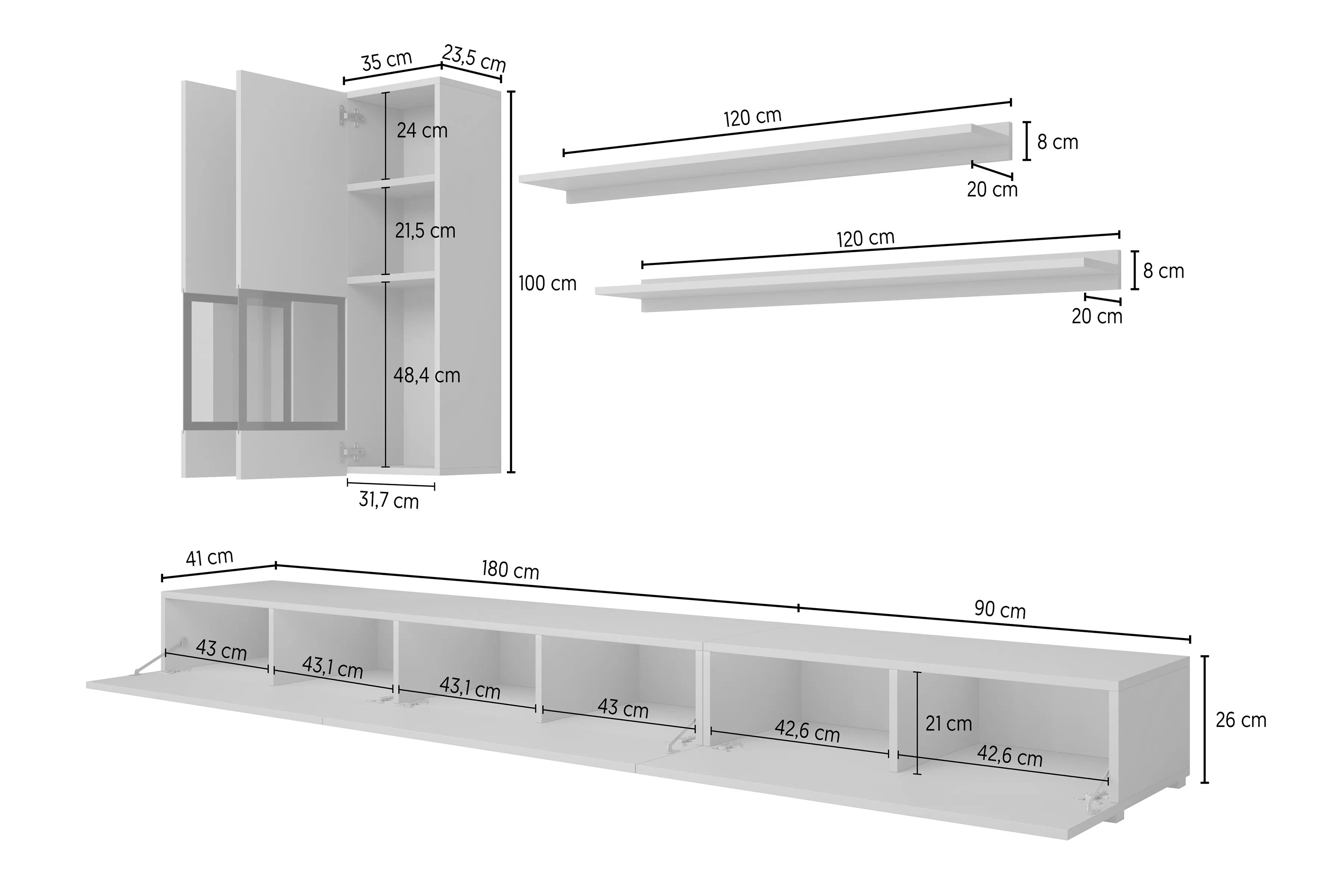 Obývací stěna Baros 270 cm - touchwood / ořech satin Obývací stěna pro obývacího pokoje Baros 10 - touchwood / ořech sattin