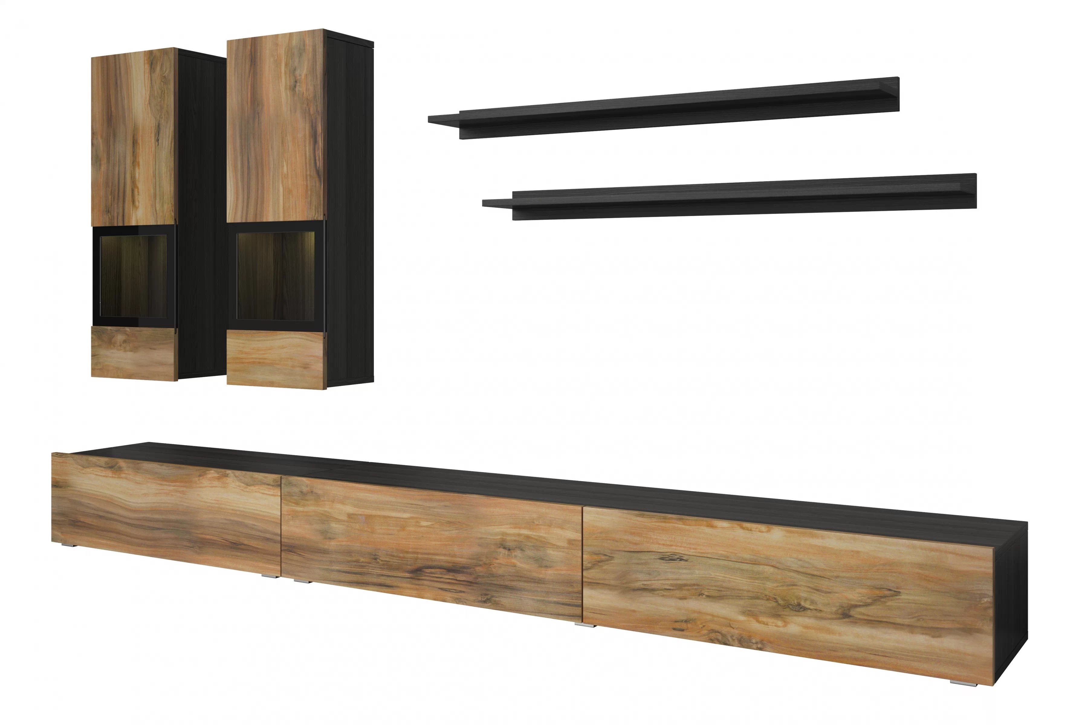 Obývací stěna Baros 270 cm - touchwood / ořech satin Obývací stěna pro obývacího pokoje Baros 10 - touchwood / ořech sattin