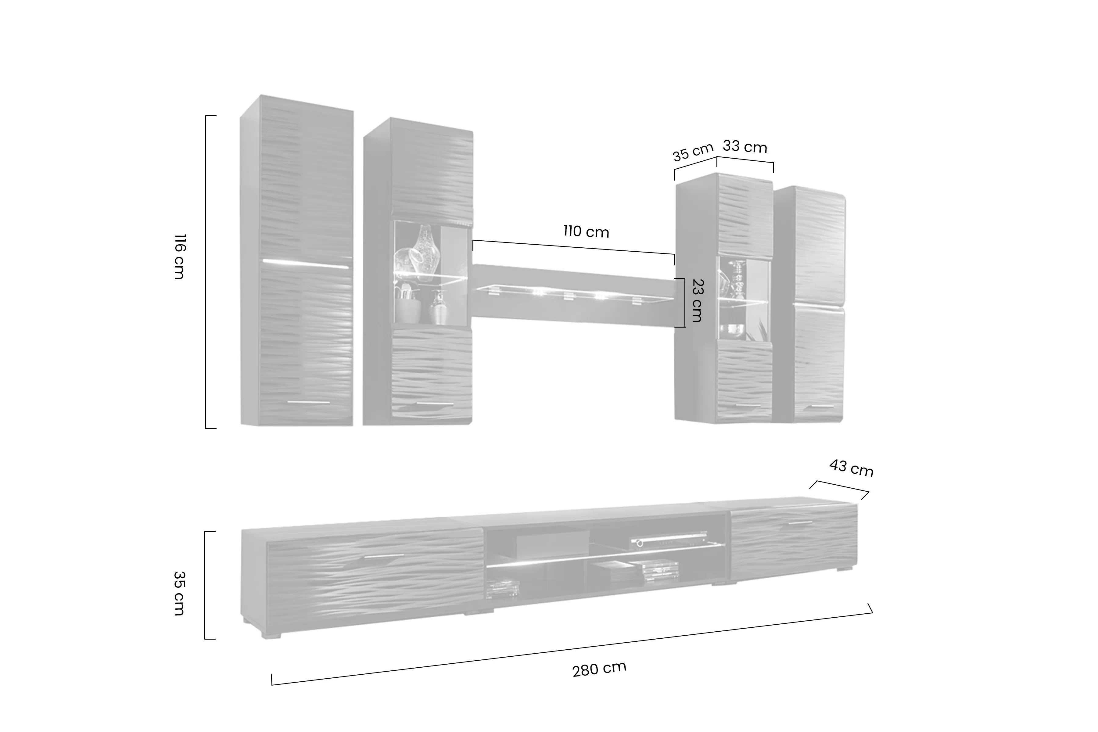Obývacia stena Factor 4 - čierna Obývacia stena do obývacej izby Factor 4 - Čierny