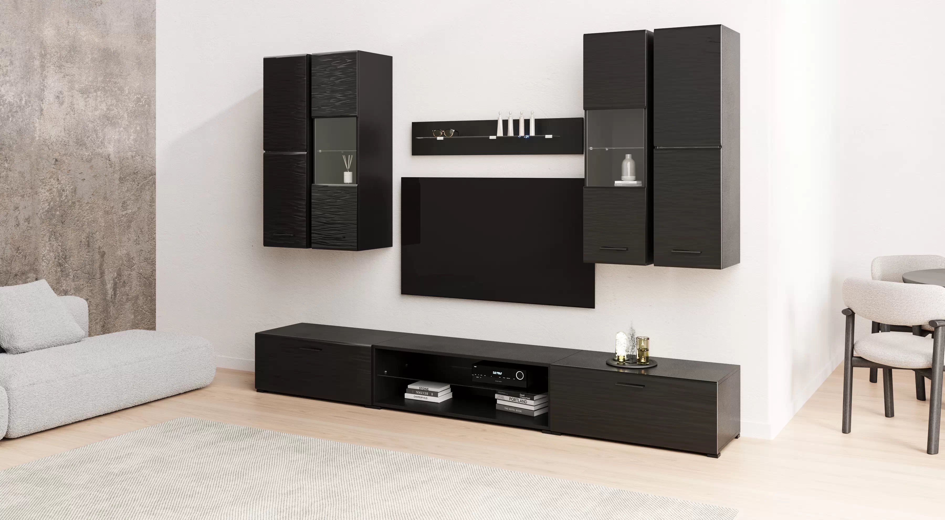 Obývacia stena Factor 4 - čierna Obývacia stena do obývacej izby Factor 4 - Čierny