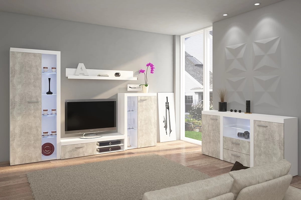 Obývacia stena Luiza - betón svetlý Komplet Luiza
