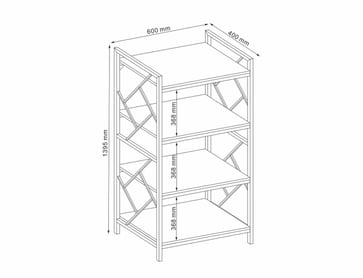 Kovový regál Tablo R4 - 60 cm - Dub / Tmavohnedá metalowy Regál na ksiazki tablo r4 - 60 cm - Dub / Tmavo hnedá