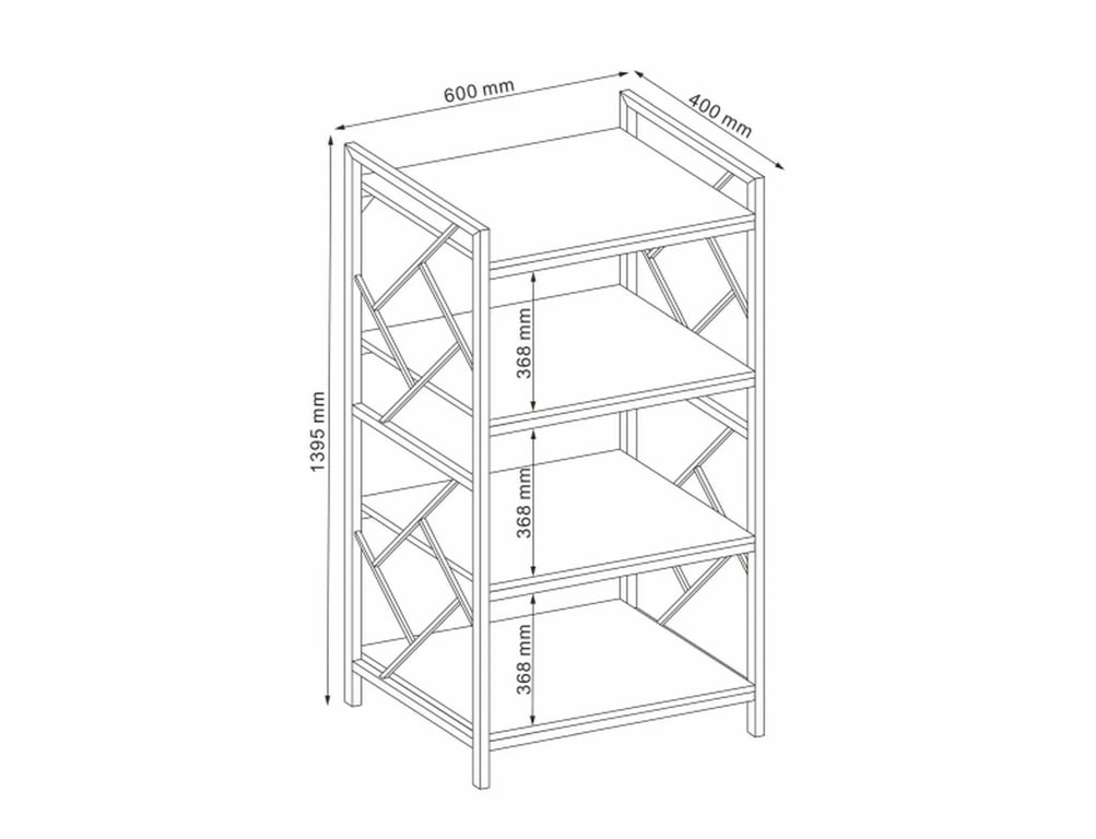 Kovový regál Tablo R4 - 60 cm - Dub / Tmavohnedá metalowy Regál na ksiazki tablo r4 - 60 cm - Dub / Tmavo hnedá