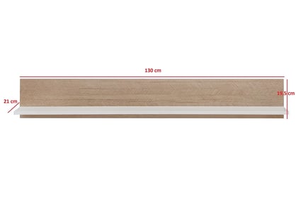Závěsná police Miraza 130 cm - skandinávská rybina / bílá police závěsná Miraza - jodelka skandi / Bílý - Rozměry