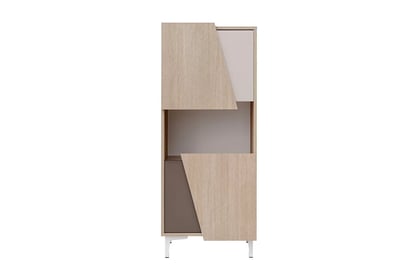 Regál Miraza 50 cm geometrický - škandinávska rybia kosť / béžová / biela / hnedá