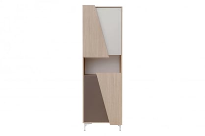 Regál Miraza 60 cm geometrický - škandinávska rybia kosť / béžová / biela / hnedá