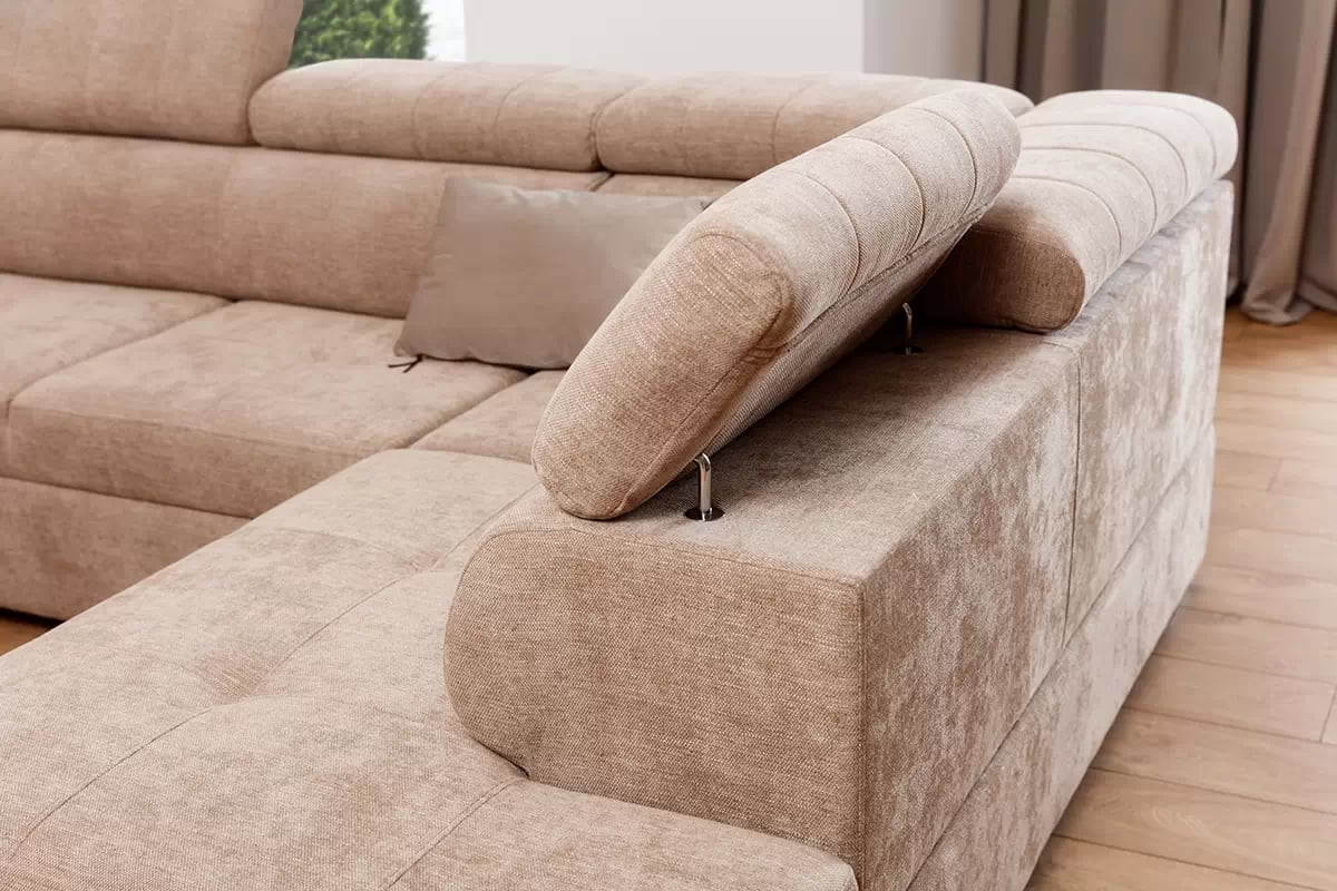 Rozkladacia rohová sedacia súprava Modeno U II Hnedý Rohová sedacia súprava Modeno U z regulowanymi zaglowkami 