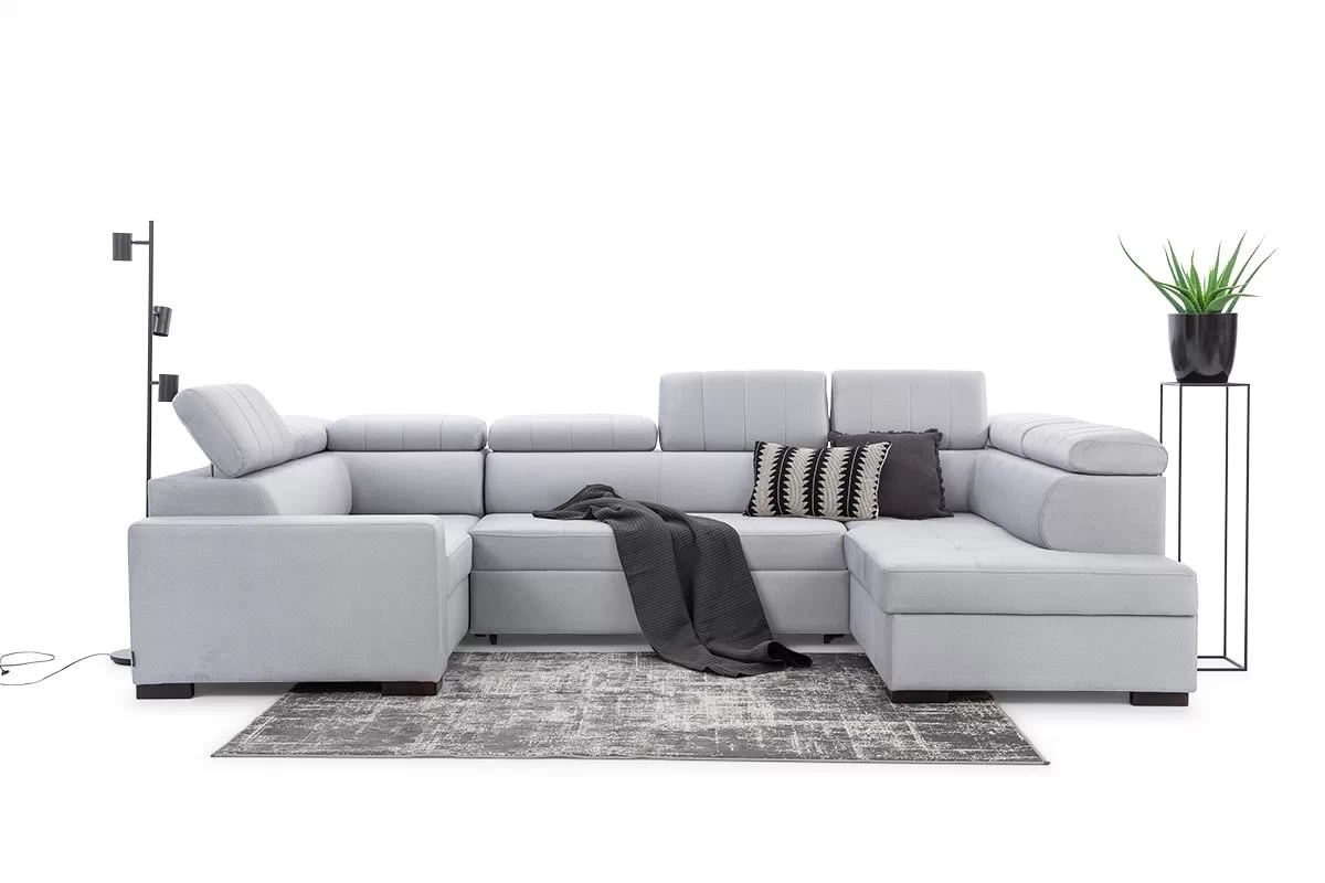 Rozkládací rohová sedací souprava Modeno U Rohová sedací souprava Modeno U w minimalistycznej aranzacji 