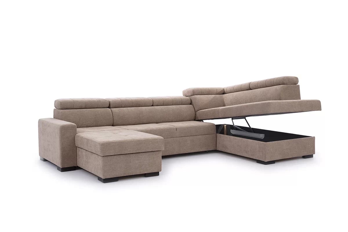 Rozkladacia rohová sedacia súprava Modeno U II Hnedý Rohová sedacia súprava Modeno u s úložným priestorom na posciel 